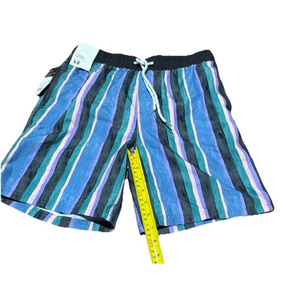 Men's 7" Vertical Striped Swim Trunks - Original Use Blue/Black/Green/Pink XS - Picture 5 of 9